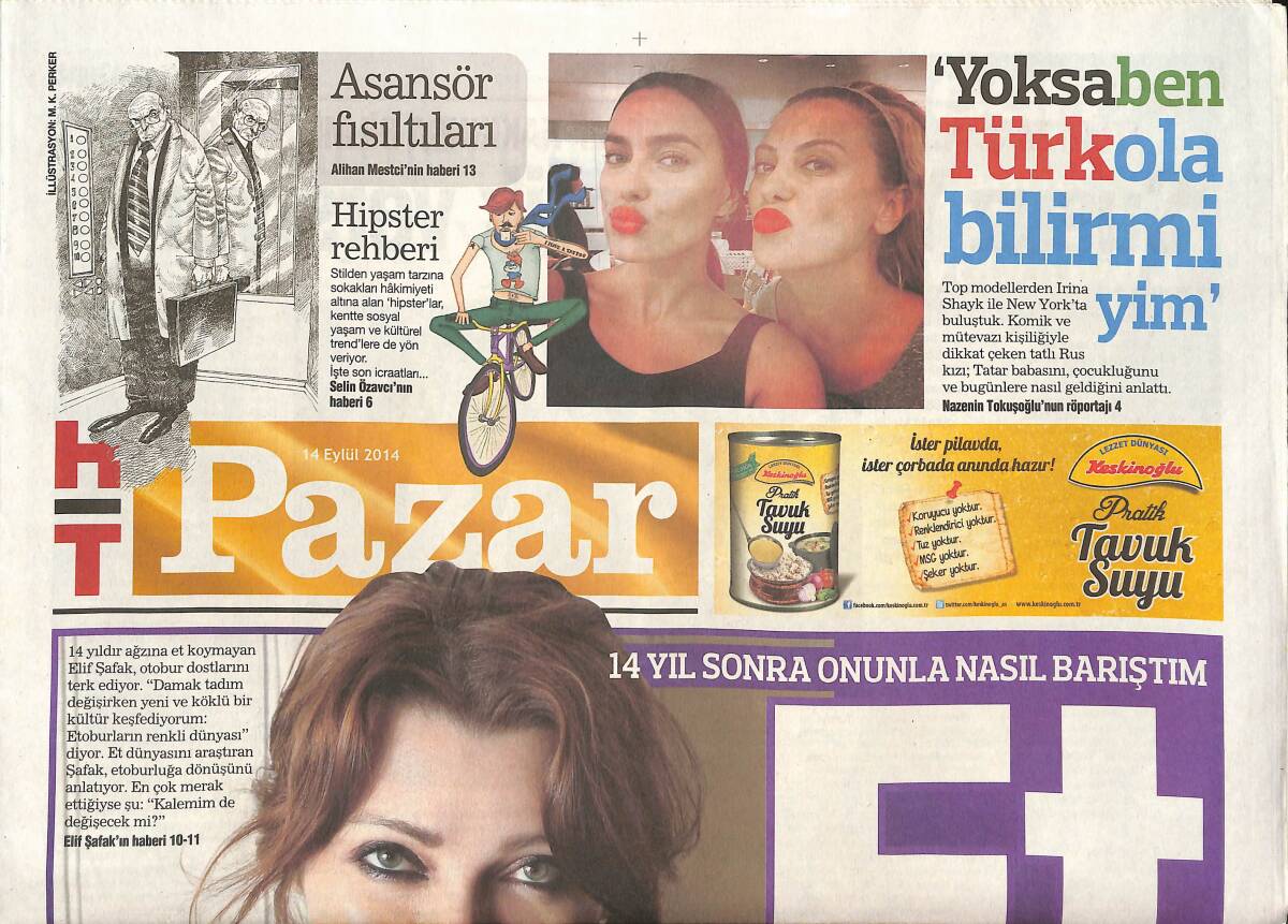 Habertürk Gazetesi Pazar Eki 14 Eylül 2014 - İrina Shayk 