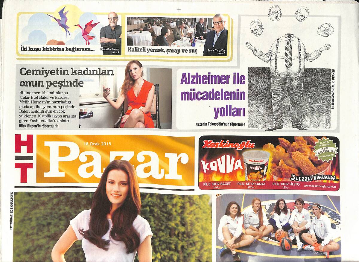 Habertürk Gazetesi Pazar Eki 18 Ocak 2015 - Fahriye Evcen: Gazetecilik Delilik - Sokak Basketbolunun Şampiyon 4 Kadını GZ135886 - 1