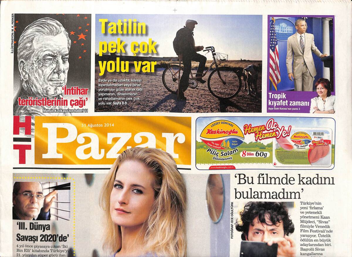 Habertürk Gazetesi Pazar Eki 31 Ağustos 2014 - Canan Ergüder: Kendimi Güzel Döverim - Hande Soral: Fakir Baykurt'un Yükünü Taşıyoruz! GZ138822 - 1