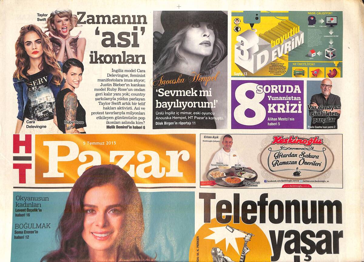 Habertürk Gazetesi Pazar Eki 5 Temmuz 2015 - Özge Özpirinçci ''O Bebek Şimdi Kadın'' diyor GZ159798 - 1