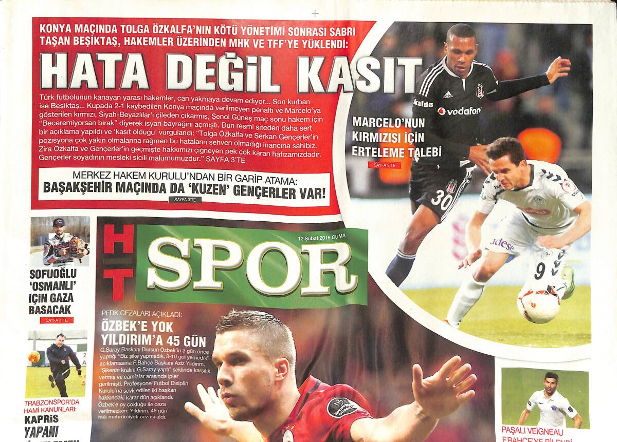 Habertürk Gazetesi Spor Eki 12 Şubat 2016 - Sofuoğlu Osmanlı İçin Gaza Basacak - Ya Muslera Olmasaydı GZ136768 - 1