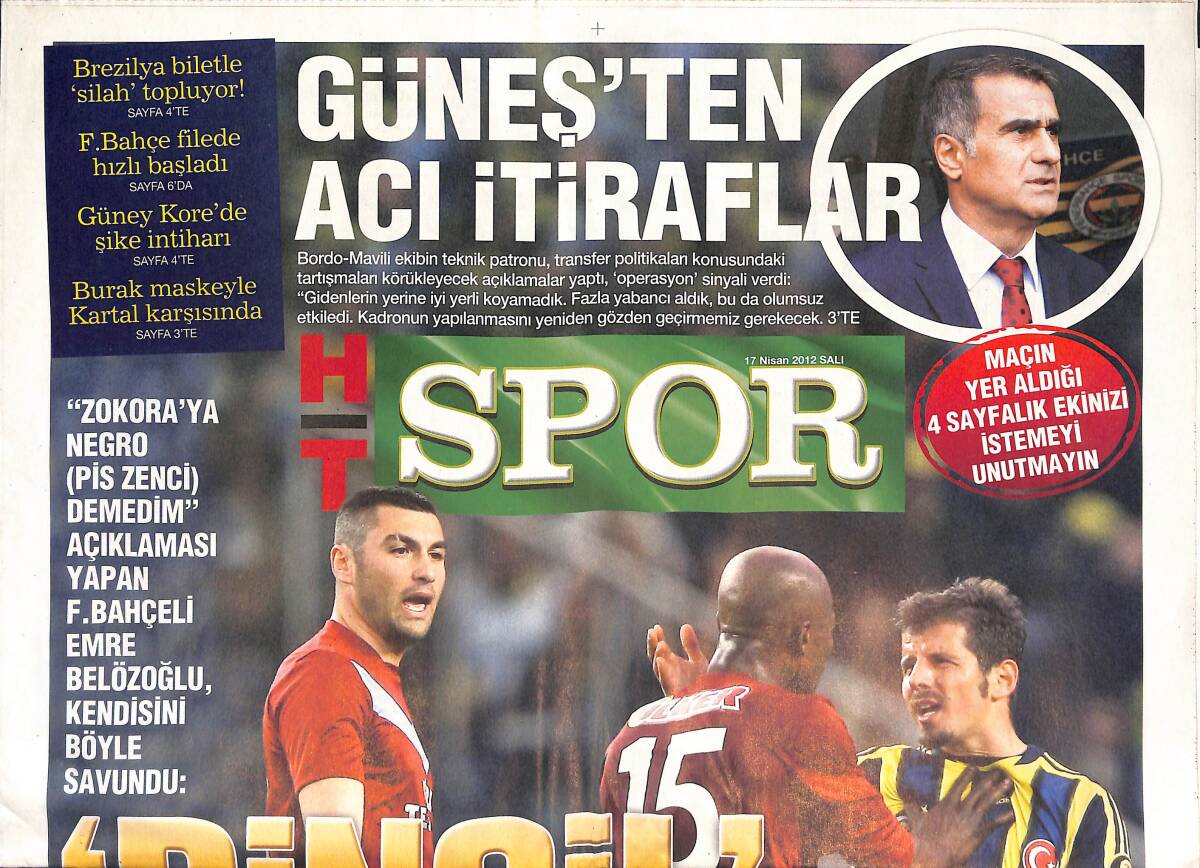 Habertürk Gazetesi Spor Eki 17 Nisan 2012 - Şenol Güneş'ten Acı İtiraflar GZ134834 - 1