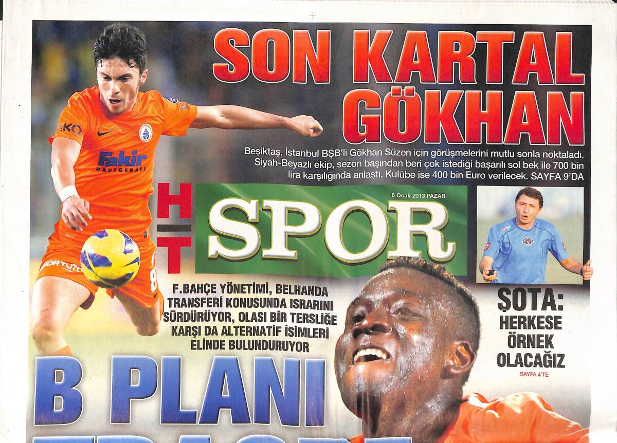 Habertürk Gazetesi Spor Eki 6 Ocak 2013 - Şota : Herkese Örnek Olacağız - Nobre : Ay-yıldız Benim Hayalim GZ134836 - 1