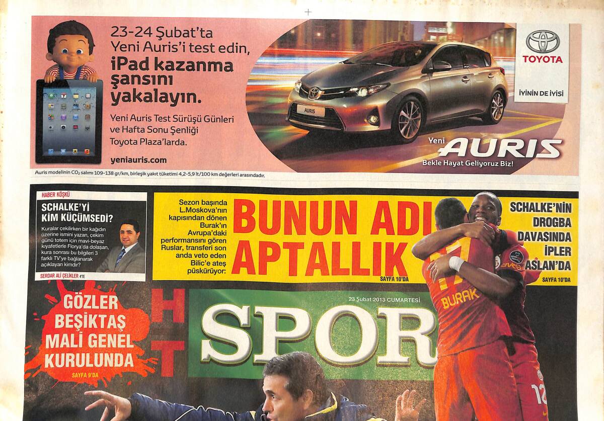 Habertürk Spor Gazetesi 23 Şubat 2013 - Galatasaray TFF'yi Elinde Oynatıyor, Kadıköy'de İşaret Fişeği Skandalı GZ134817 - 1
