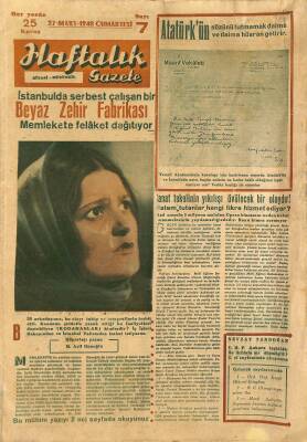 Haftalık Gazete Gazetesi 27 Mart 1948 - Fatih Külliyesi Kurtuluyor Mu ? GZ114852 - 1