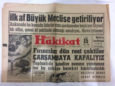 Hakikat Gazetesi 15 Nisan 1962 - Türkiye Kıbrıs Arasında Araba Vapuru Seferleri GZ73092 - 1