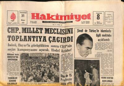 Hakimiyet Gazetesi 31 Mayıs 1969 - İstanbul Altı Ay Sonra Televizyona Kavuşacak - İstanbulda Frengi Vakaları Artıyor GZ117327 - 1