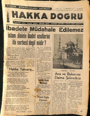 HAKKA DOĞRU Gerçek Müslümanların Mecmuası Sayı70 1 Temmuz 1948 - Mekkeye Kara Yolu İle Gidilemeyecek NDR68327 - 2