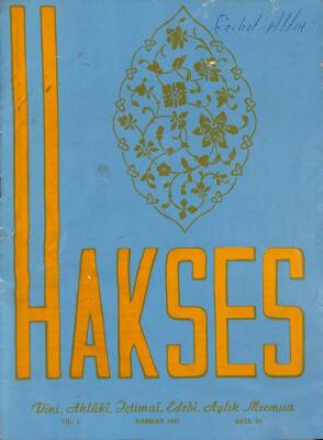 Hakses - Dinî, Ahlakî, İçtimaî, Edebî Aylık Mecmua Sayı 54 Yıl 5 Haziran 1969 DRG1218 - 1