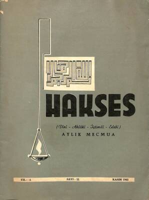 Hakses (Dini-Ahlâki-İçtimai-Edebi) Dergisi Sayı 11 Yıl 1 Kasım 1965 DRG145 - 1