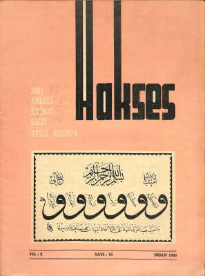 Hakses (Dini-Ahlâki-İçtimai-Edebi) Dergisi Sayı 16 Yıl 2 Nisan 1966 DRG151 - 1