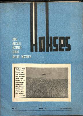 Hakses (Dini-Ahlâki-İçtimai-Edebi) Dergisi Sayı 20 Yıl 2 Ağustos 1966 DRG158 - 1