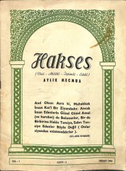 Hakses (Dini-Ahlâki-İçtimai-Edebi) Dergisi Sayı 4 Yıl 1 Nisan 1965 DRG174 - Gökçekoleksiyon