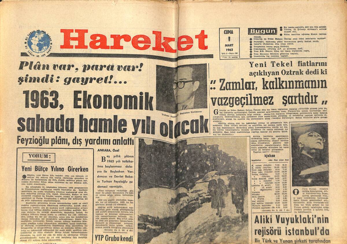 Hareket Gazetesi 1 Mart 1963 - Liz Taylor 31 Yaşında - Galatasaray İtalya'ya 9 Mart'ta Gidiyor GZ151369 - 1