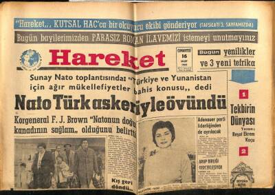 Hareket Gazetesi 16 Mart 1963 - Nato Türk Askerleriyle Övündü GZ64967 - 1