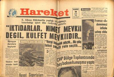 Hareket Gazetesi 18 Mart 1963 - İktidarlar Nimet Değil Külfet Yeridir GZ64965 - 1