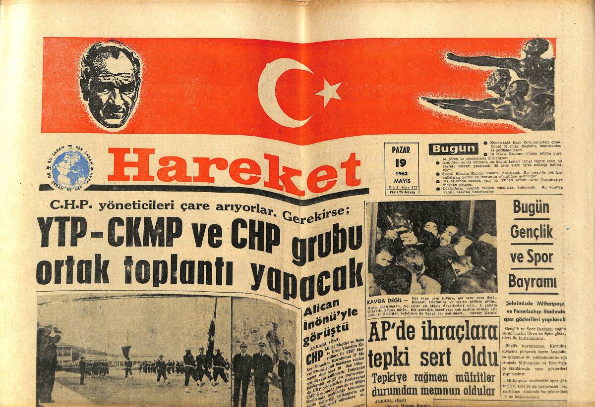 Hareket Gazetesi 19 Mayıs 1963 - Robert Kolej Asırlık Oldu - Beşiktaş Başkanı Sert Konuştu GZ151410 - 1