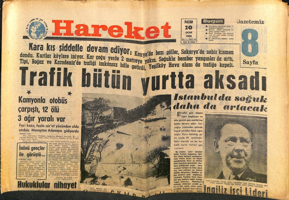 Hareket Gazetesi 20 Ocak 1963 - Sokakta Kış Hilton'da Yaz - Elke Sommer'in Son Günlerde Şansı Açıldı GZ150161 - 1