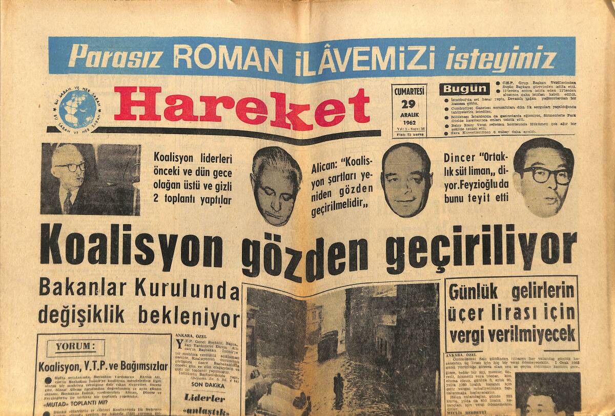 Hareket Gazetesi 29 Aralık 1962 - Hollywood Niçin Çöküyor - A Milli Takım Antrenörlüğüne Avusturyalı Karl Pannagl Getiriliyor GZ151384 - 1