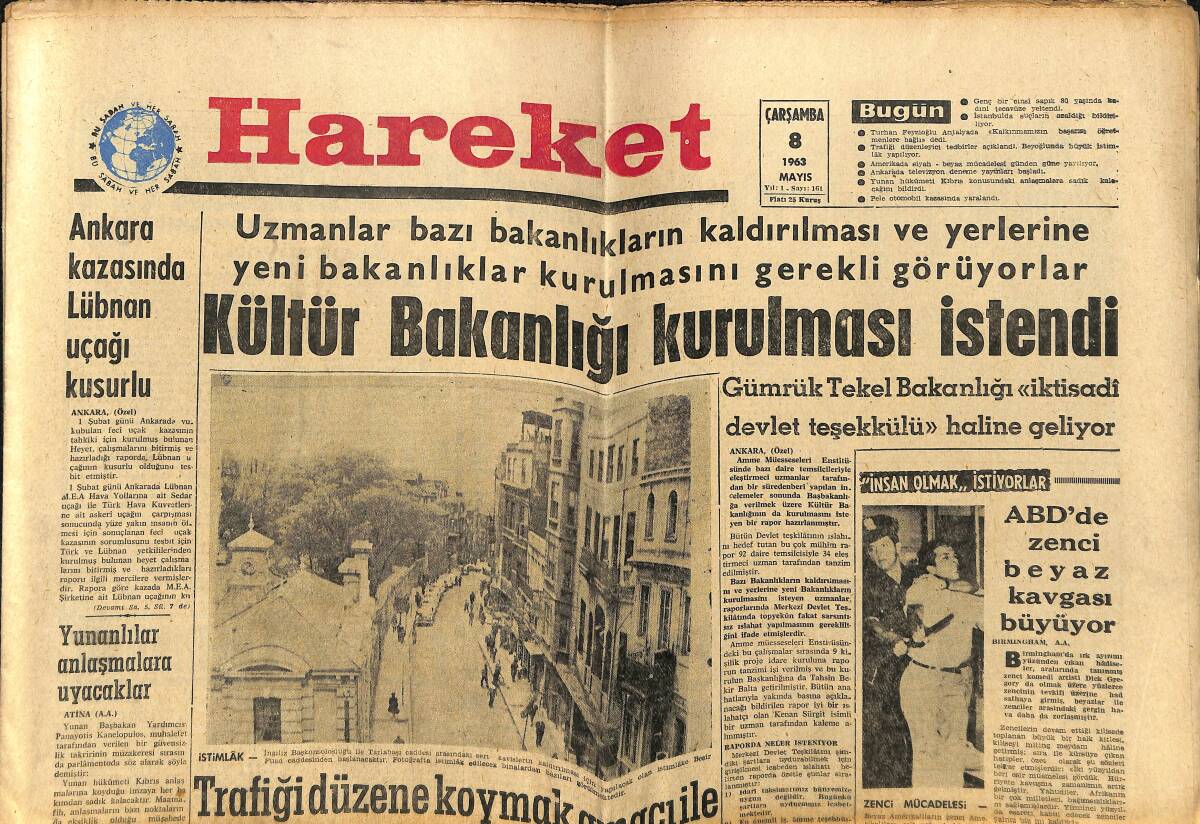 Hareket Gazetesi 8 Mayıs 1963 - Brigitte Bardot Tehdit Etmemiş - Pele Hamburg'da Kaza Geçirdi GZ151399 - 1