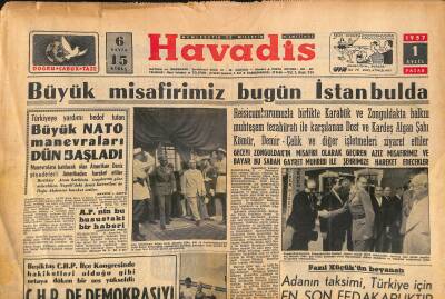 Havadis Gazetesi 1 Eylül 1957 - Fazıl Küçükün Beyanatı Adananın Taksimi , Türkiye İçin En Son Fedakarlıktır GZ121230 - 1