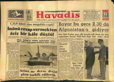 Havadis Gazetesi 11 Eylül 1958 - Dumlupınara İlk Dalışı DORA Denedi - Atina Ne Derse Desin Plân Tatbik Edilecek GZ121252 - 1