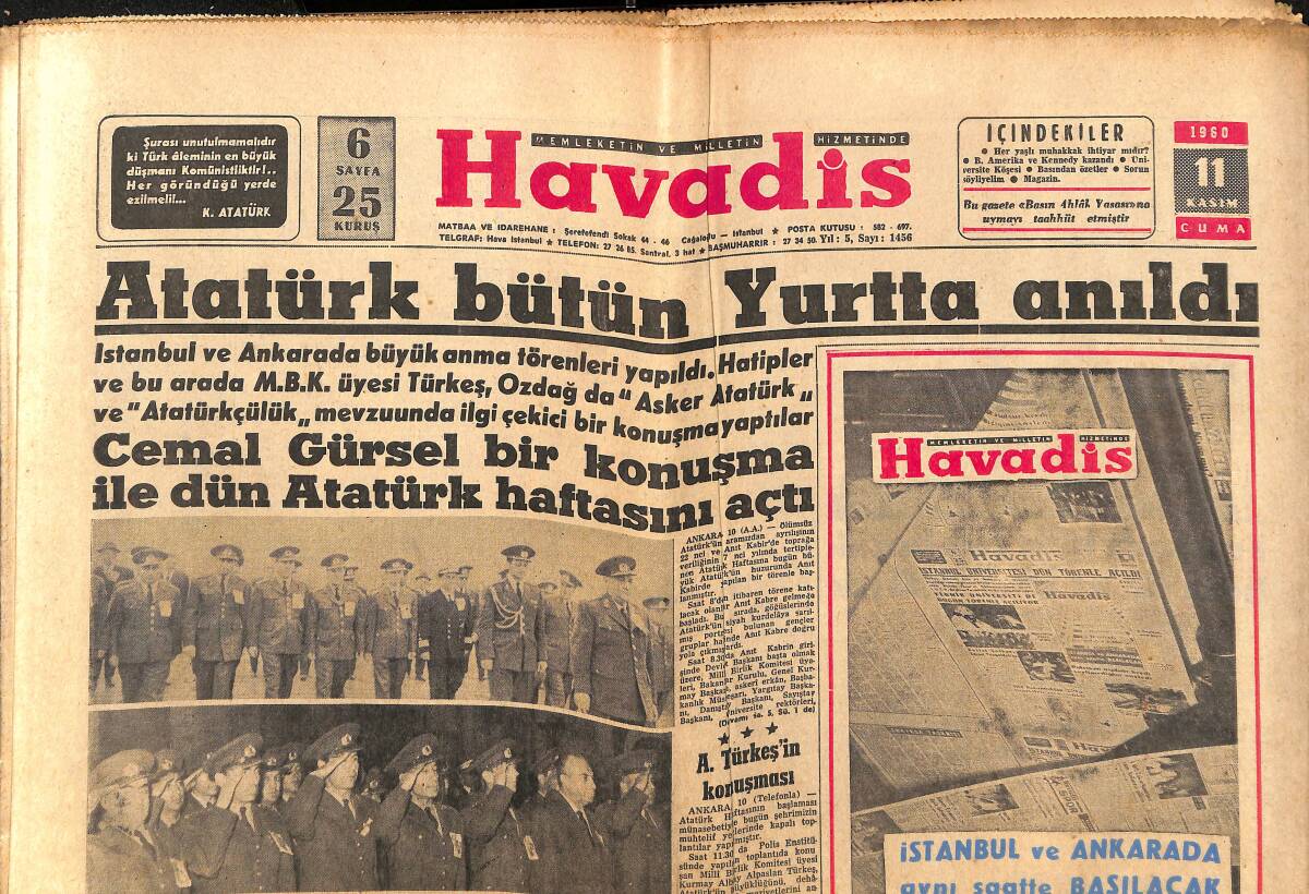 Havadis Gazetesi 11 Kasım 1960 - Kennedy'nin Zaferi Dünya Basınında - Zengin Ailenin Mütevazi Çocuğu John Kennedy GZ146967 - 1