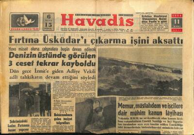 Havadis Gazetesi 11 Mart 1958 - Fırtına Üsküdarı Çıkarma İşini Aksattı - Kıbrıs Türkleri Büyük Bir Nümayiş Yaptılar GZ122075 - 1