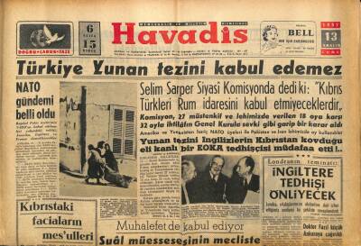 Havadis Gazetesi 13 Aralık 1957 - Başvekil Bu Sabah Şehrimize Geliyor GZ82893 - 1