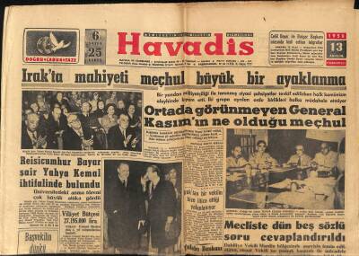 Havadis Gazetesi 13 Aralık 1958 - Komünist Çindeki İsyan Büyük Bir Hızla Yayılıyor - Özel Levent Koleji Hakkında Yeni Tahkikat Açıldı GZ122042 - 1