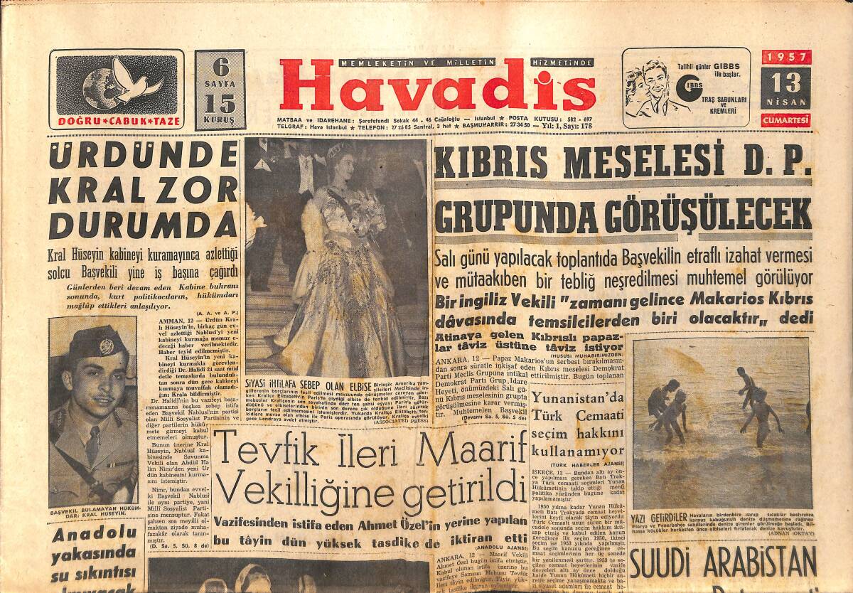 Havadis Gazetesi 13 Nisan 1957 - Vikki Duggan, İç Çamaşırı Giymiyor - Fenerbahçe Galatasaray Maçı Ve Türkçe Rock'n Roll GZ149267 - 1