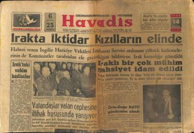 Havadis Gazetesi 14 Aralık 1958 - Kıbrısta EOKAcılar Serbest Bırakıldı - Irakta İktidar Kızılların Elinde GZ122043 - 1