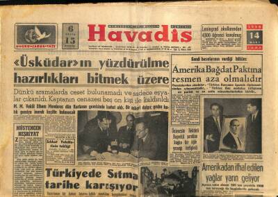 Havadis Gazetesi 14 Mart 1958 - Türkiyede Sıtma Tarihe Karışıyor - Üsküdarın Yüzdürülme Hazırlıkları Bitmek Üzere GZ122078 - 1