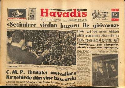 Havadis Gazetesi 15 Ekim 1957 - Koraltan Mersinde D.P. İcraatını Anlattı GZ82918 - 1