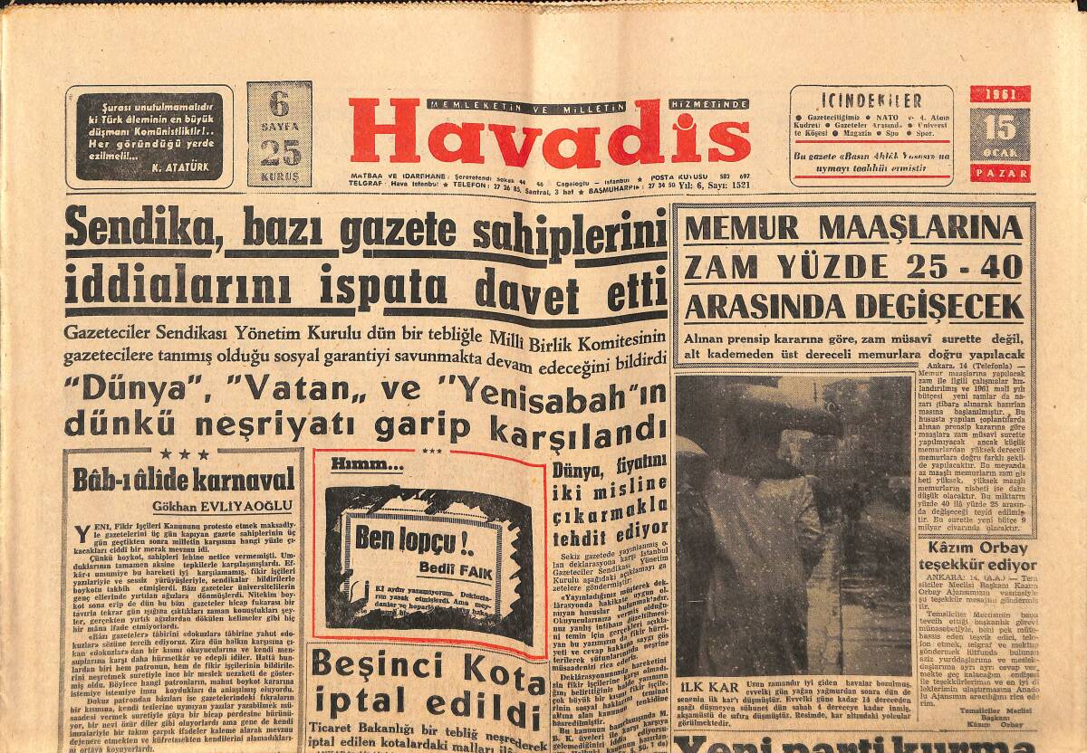 Havadis Gazetesi 15 Ocak 1961 - Milyonlara Sahip Barbara Hutton Saadeti Bulamadı GZ147192 - 1