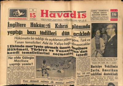 Havadis Gazetesi 16 Ağustos 1958 - İngiltere Hükümeti Kıbrıs Plânında Yaptığı Bazı Tâdilleri Dün Açıkladı GZ121292 - 1