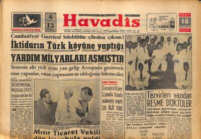 Havadis Gazetesi 18 Ağustos 1957 - Atomla İşleyecek Uçak Gemisi GZ82951 - 1
