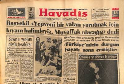 Havadis Gazetesi 18 Eylül 1958 - Dumlupınar Çıkarma Faaliyeti Cumaya Başlıyor - Cengiz Motörü Egede Battı GZ121221 - 1
