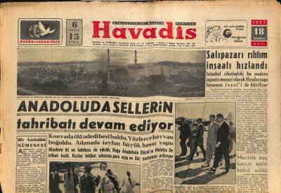 Havadis Gazetesi 18 Haziran 1957 - Ekmek Bu Sabahtan İtibaren 580 Gram - Anadoluda Sellerin Tahribatı Devam Ediyor GZ122176 - 1
