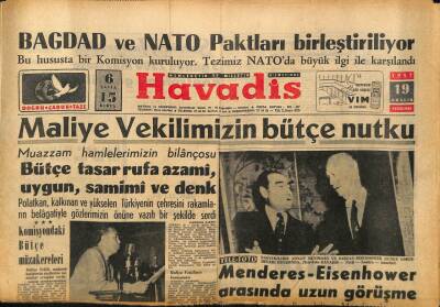 Havadis Gazetesi 19 Aralık 1957 - BAGDAD ve NATO Paktları Birleştiriliyor GZ82899 - 1