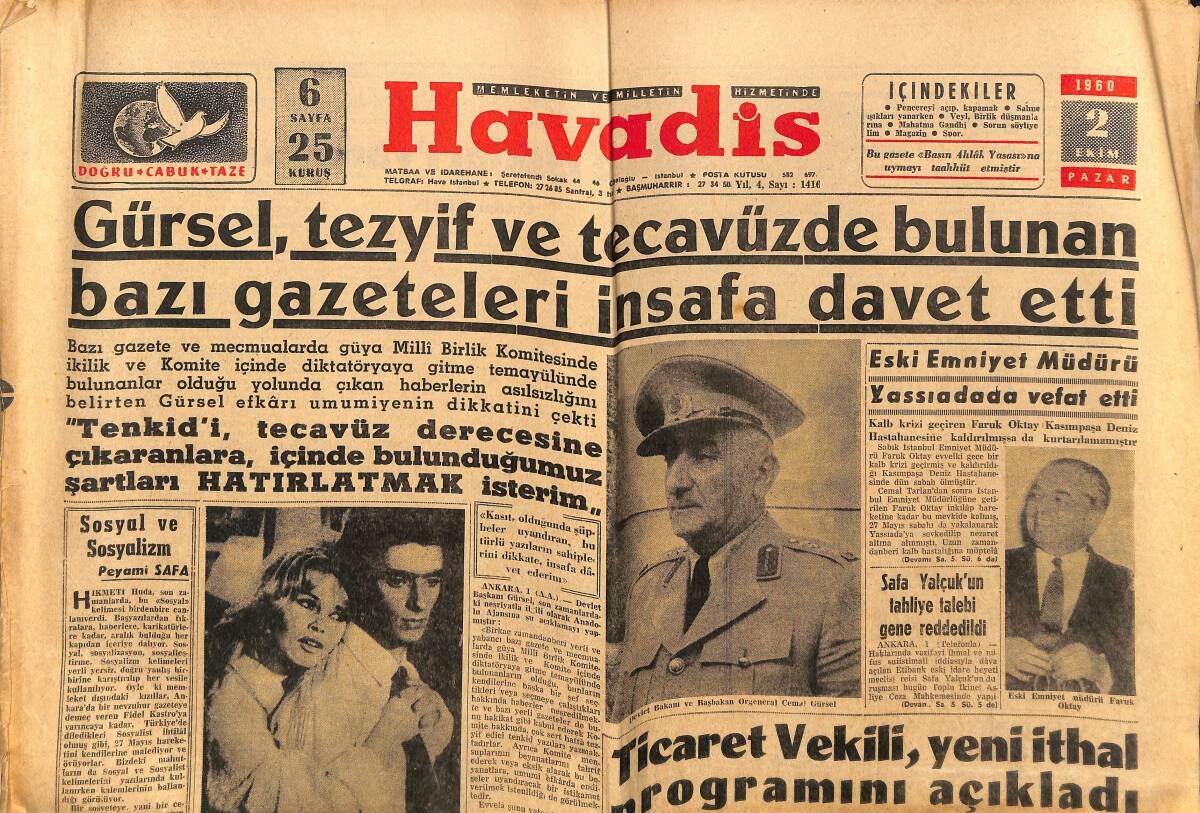 Havadis Gazetesi 2 Ekim 1960 - Brigitte Bardot İyileşiyor - Meşhur Film Yıldızları Ve Muhteşem Kazançları GZ148633 - 1