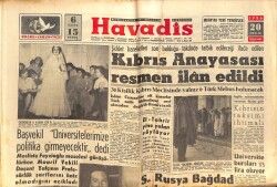 Havadis Gazetesi 20 Aralık 1956 - Kıbrıs Anayasası Resmen İlan Edildi - Marilyn Monroe'nun Bu Resmi İngiltere'de Dini Mecmualardan Birinde Neşredilmiş GZ149002 - 1