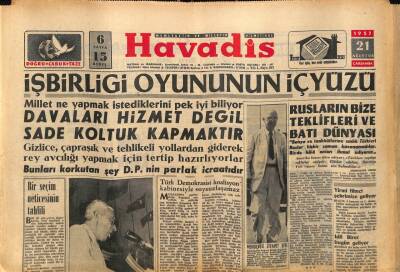 Havadis Gazetesi 21 Ağustos 1957 - Rusların Bize Teklifleri Ve Batı Dünyası GZ82954 - 1