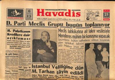 Havadis Gazetesi 21 Kasım 1957 - Dulles Bağdad Paktı Elçileriyle Görüştü GZ83090 - 1