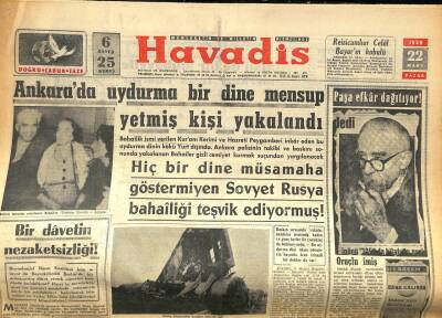 Havadis Gazetesi 22 Mart 1959 - Ankarada Uydurma Bir Dine Mensup Yetmiş Kişi Yakalandı GZ86242 - 1