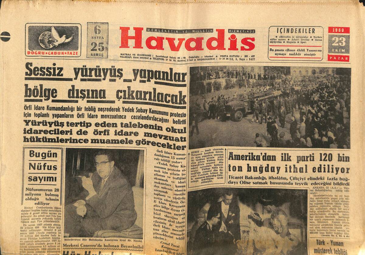 Havadis Gazetesi 23 Ekim 1960 - 55 Avukat Dün Yassıadaya Gitti - Parti Kurmak İçin Yapılan Hazırlıklar GZ148676 - 1