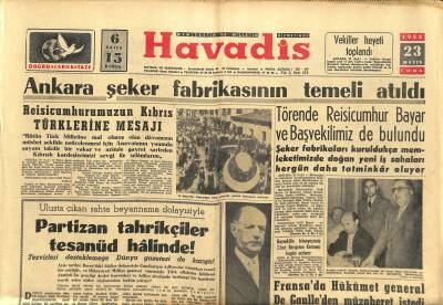 Havadis Gazetesi 23 Mayıs 1958 - Moskova Batıya Karşı Plânlar Hazırlıyor - Ankara Şeker Fabrikasının Temeli Atıldı GZ122217 - 1
