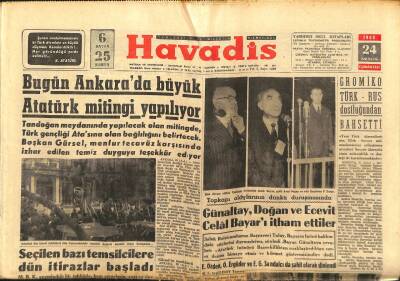 Havadis Gazetesi 24 Aralık 1960 - Gromiko Türk-Rus Dostluğundan Bahsetti - Moskova Patriği Şehrimize Geldi GZ122158 - 1