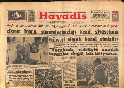 Havadis Gazetesi 24 Eylül 1958 - 150 Milyon Dolarlık İthal Listeleri Dün İlân Edildi - Prenses Şems Yarın Akşam Şehrimize Gelecek GZ121237 - 1