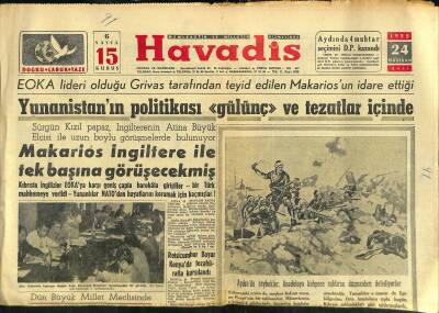 Havadis Gazetesi 24 Haziran 1958 - Sıtkı Koraltan Vefat Etti - E. Olcay Evlenmeyi Düşünmüyorum dedi GZ121242 - 1